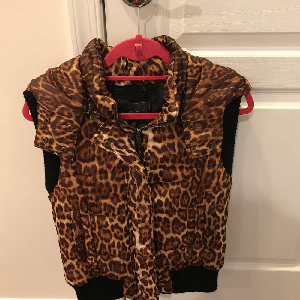 BCBG MAXAZRIA "Presley" Quilted Leopard Print Vest